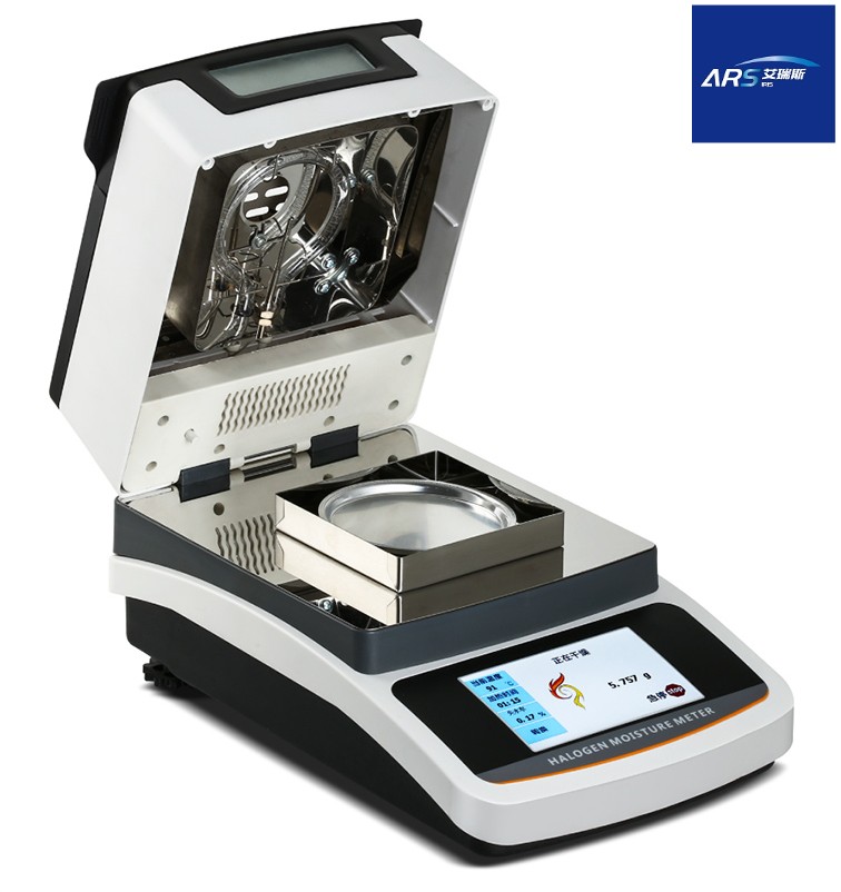 產品型號&nbsp;&nbsp;&nbsp;Model	ARS-SF50	ARS-SF10 稱重量程&nbsp;&nbsp; &nbsp;Capacity	110&nbsp;g	110&nbsp;g 稱重精度&nbsp;&nbsp; &nbsp;Readability	&nbsp; &nbsp; &nbsp; &nbsp; &nbsp; &nbsp; &nbsp; &nbsp;0.005g	0.001 g 稱重傳感器&nbsp;&nbsp;Sensor	應變式/ Load Cell	應變式&nbsp;HBM 樣品盤尺寸&nbsp;&nbsp;Pan Size&nbsp;&nbsp;	Φ96mm（20pcs） 顯示方式&nbsp;&nbsp; &nbsp;Display&nbsp;&nbsp;	5寸 全彩觸控顯示（5inch touch screen） 環境溫度&nbsp;&nbsp; &nbsp;Operate.Temp	5℃-35℃ 加 熱 源&nbsp;&nbsp; &nbsp;Heating Source	鹵素燈&nbsp;/紅外線 溫度傳感器&nbsp;&nbsp;Temp.Sensor	PT-100-2 溫度范圍&nbsp;&nbsp; &nbsp;Temp.Range	40℃-160℃ 溫度設置&nbsp;&nbsp; &nbsp;Temp.Setting	1℃ 水分測試范圍Moisture.Range	95.00%-5.00%	100.00%-0.00% 水分可讀性&nbsp;&nbsp;Moisture Readability	0.05%	0.01% 干重測試范圍&nbsp;Testing Range&nbsp;&nbsp;	95.00%-5.00%	100.00%-0.00% 干重可讀性&nbsp;&nbsp;DRY% Readability	0.05%	0.01% 存儲記錄&nbsp;&nbsp; &nbsp;Storage	20組 實時曲線&nbsp;&nbsp; &nbsp;Analysis Curve&nbsp;&nbsp;	實時動態曲線&nbsp;Real time dynamic curve 測試空間&nbsp;&nbsp; &nbsp;Testing Height	30mm 語言選擇&nbsp;&nbsp; &nbsp;LANGUAGE&nbsp;&nbsp;	英文/中文&nbsp;&nbsp; EN/CN 輸入電壓&nbsp;&nbsp; &nbsp;Power supplier&nbsp;&nbsp;	220V 50Hz &nbsp;/ 110V 60Hz 產品尺寸&nbsp;&nbsp; &nbsp;Dimension	336X214X166mm 包裝尺寸&nbsp;&nbsp; &nbsp;Packing Size&nbsp;&nbsp;	415*310*255mm 毛 凈 重&nbsp;&nbsp; &nbsp;G.Weight/N.Weight	4.0kg/3.5kg